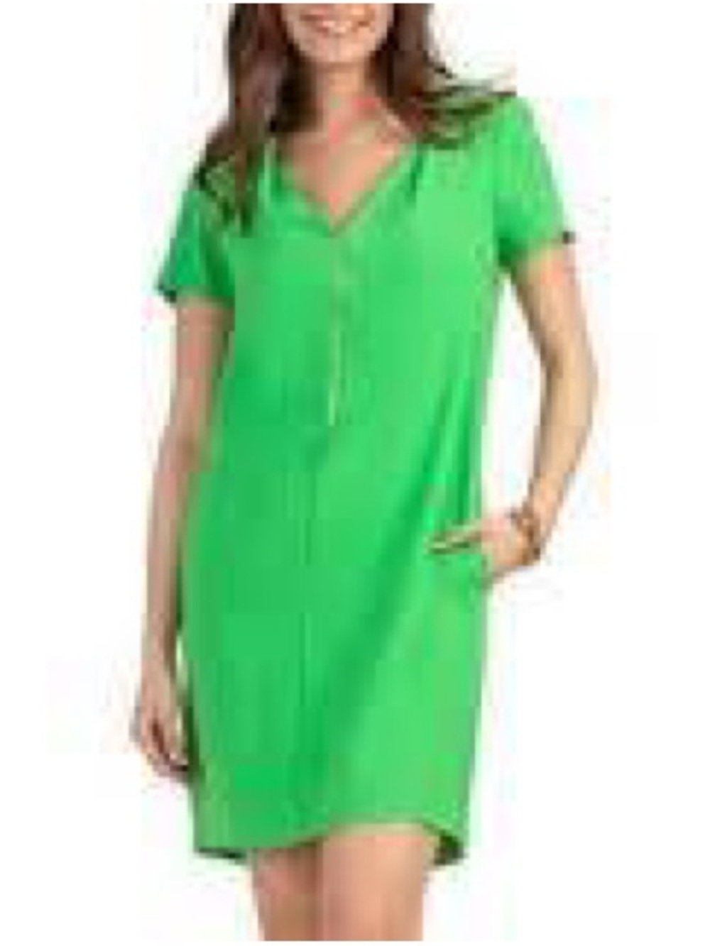 Trina Turk Banning Vivid Green V‑Neck Short Sleeve with Front Zip 12